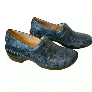 Bass Navy Sheena Clog Mule Shoes Size 7M Damask Print, Nursing, Medical, Comfort